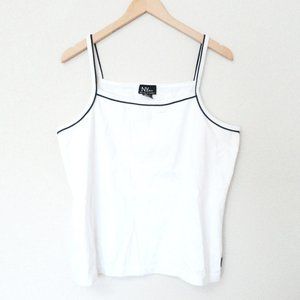 Vintage Y2K New York and Company white spaghetti strap tank with black piping XL